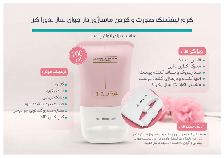 کرم لیفتینگ ماساژوردار صورت وگردن